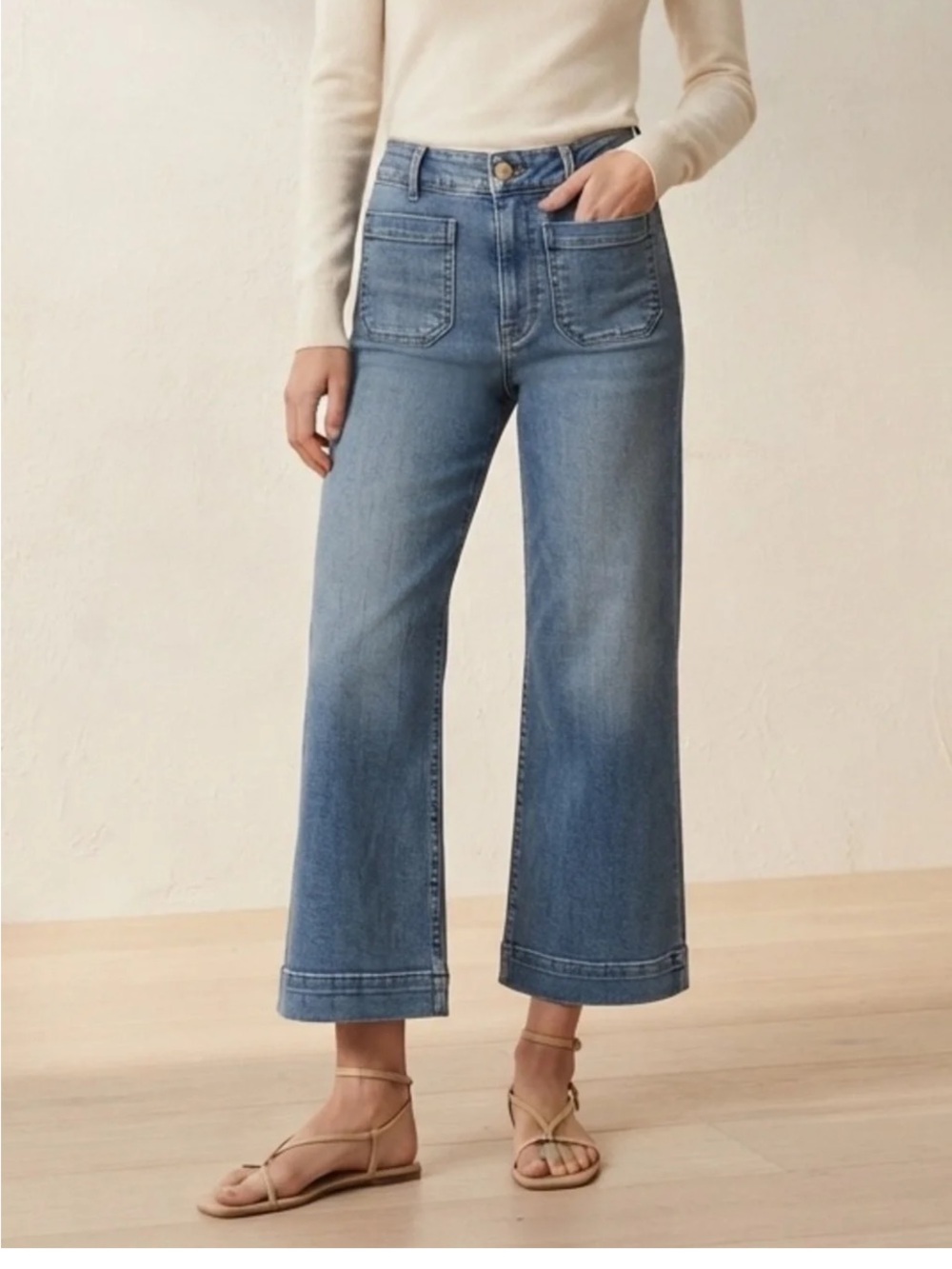 Maeve Colette High-Rise Wide-Leg Cropped Jeans Anthropologie size 32